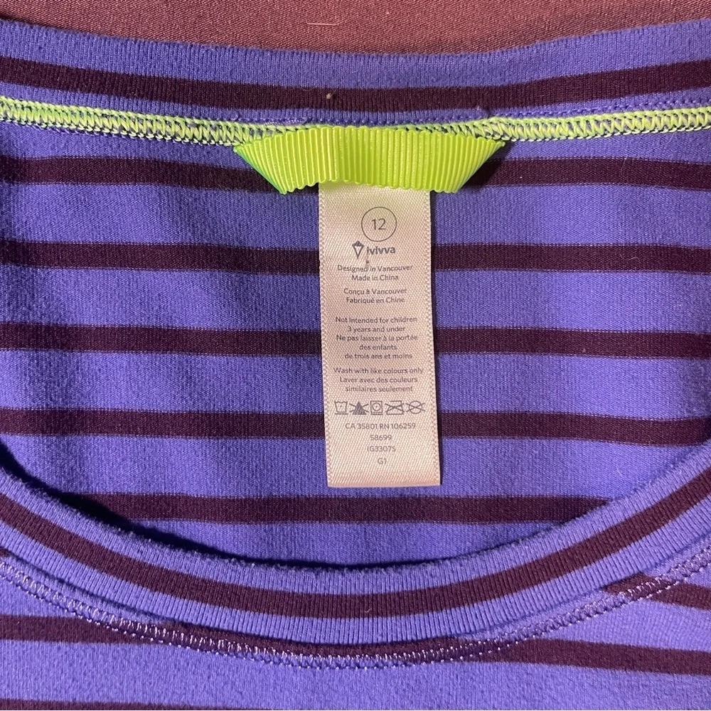 Ivivva (Lululemon kids) Soft Striped Long Sleeve Shirt in Purple - Size 12